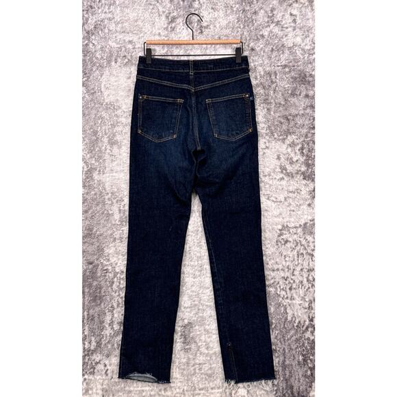 Anthropologie Jeans 27 Womens Pilcro Skinny Leg Split Hem High Rise Dark Denim - Picture 2 of 7